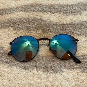 rayban rounds with blue reflective lens